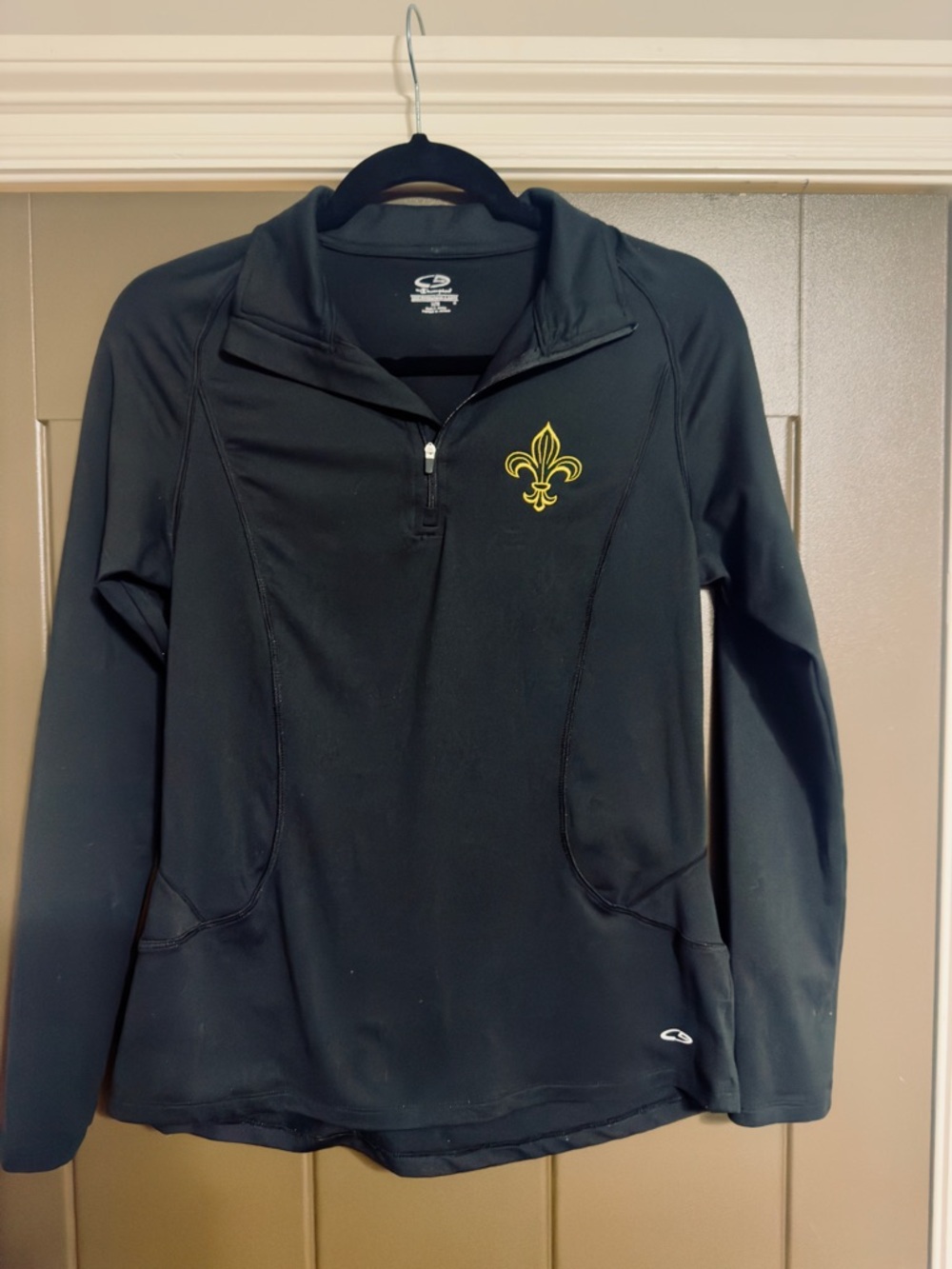 Champion Black Quarter-Zip Pullover with Gold Fleur-de-Lis